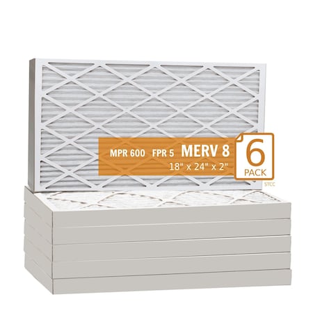 Purolator 18x24x2 Pleated Air Filter, MERV 8, 6 PK 18x24x2x1 KP (6 Pack)